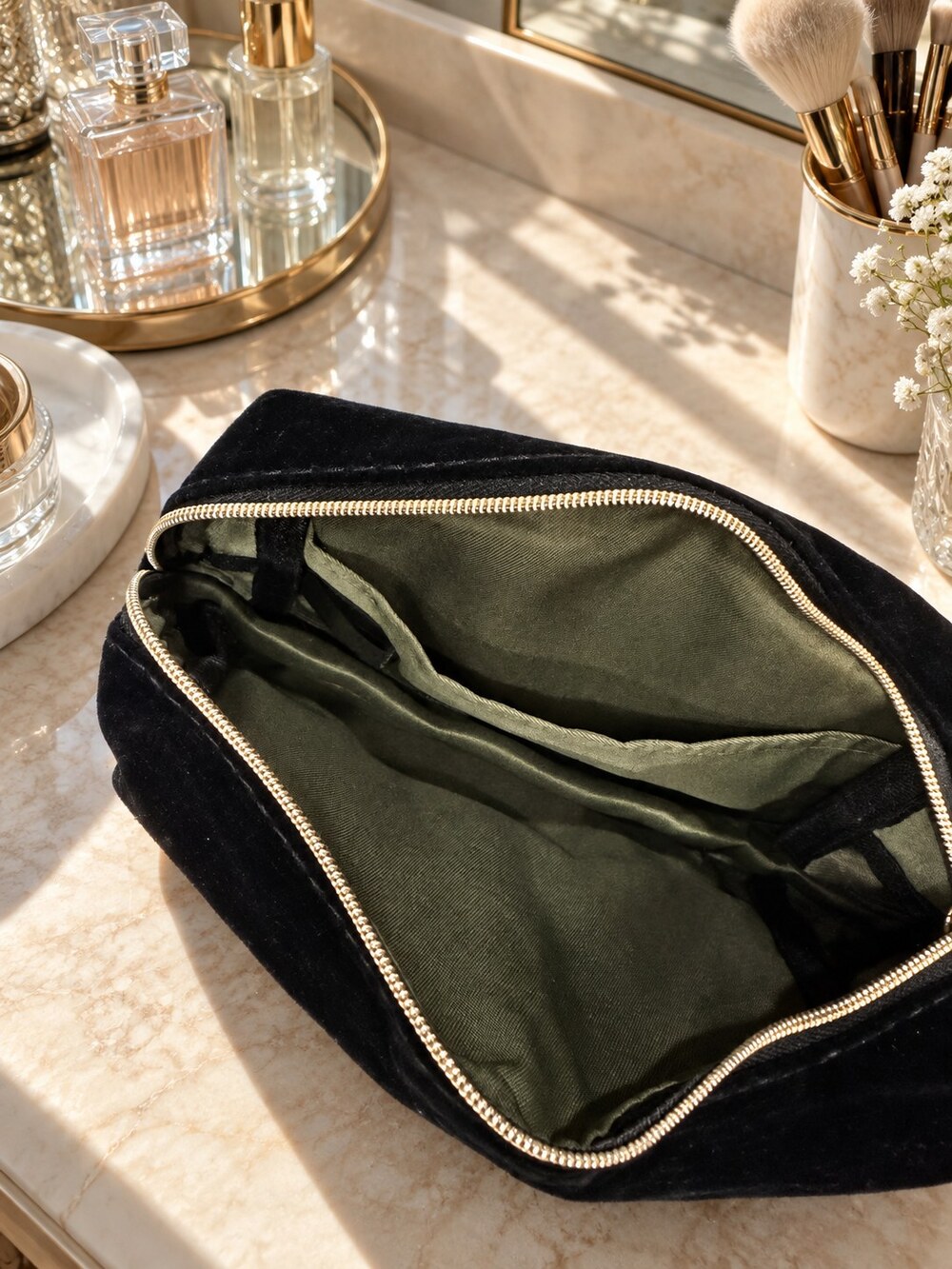 Yves Saint Laurent Black Velvet Makeup Bag | Compact Beauty Pouch - Picture 4 of 6